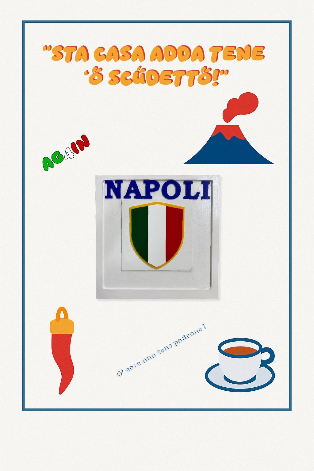 Quadro Napoli con Scudetto Tricolore – Omaggio Artigianale allo Scudetto - Mamma' Art