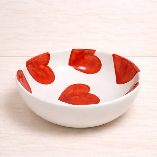 Ciotola con Cuori Grandi Spennellati a Mano - Un Amore Vietrese