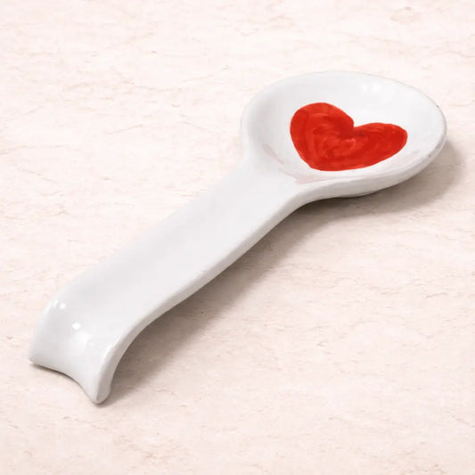 Poggia Mestolo con Cuore Rosso in Ceramica di Vietri - Il Porta Cucchiarella Mamma Art