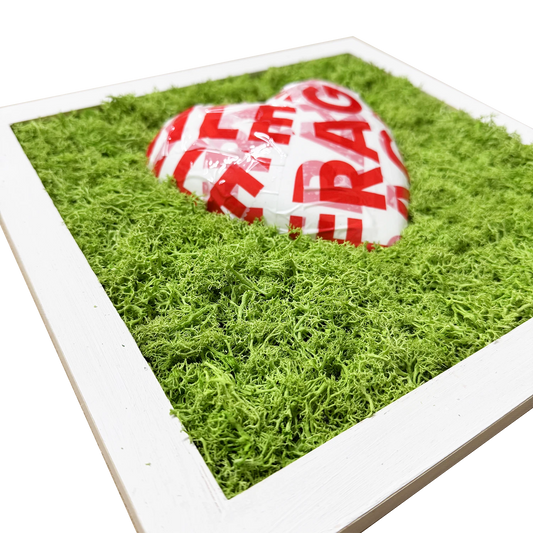 FRAGILE, MA NUN M SPEZZ' – Quadro con Cuore e Muschio Naturale - Mamma' Art