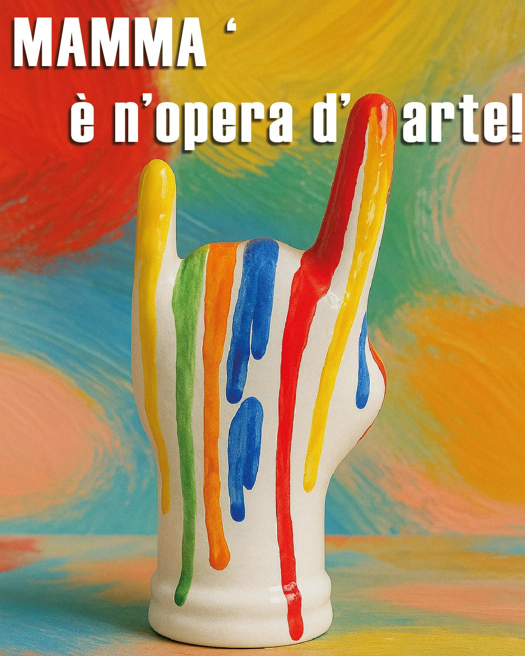 Tien e "Corna" Grandi Arcobaleno Colato in Ceramica - Mamma' Art