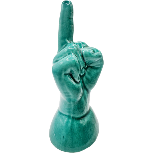 Dito Medio Verde con Base Tonda – L’Arte dell’Irriverenza in Ceramica Pop - Mamma' Art
