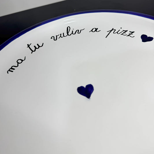 Piatto Pizza Blu "Ma Tu Vuliv A Pizz?" – La Domanda che Conta! - Mamma' Art