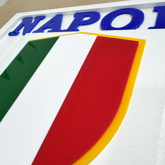 Quadro Napoli con Scudetto Tricolore – Omaggio Artigianale allo Scudetto - Mamma' Art