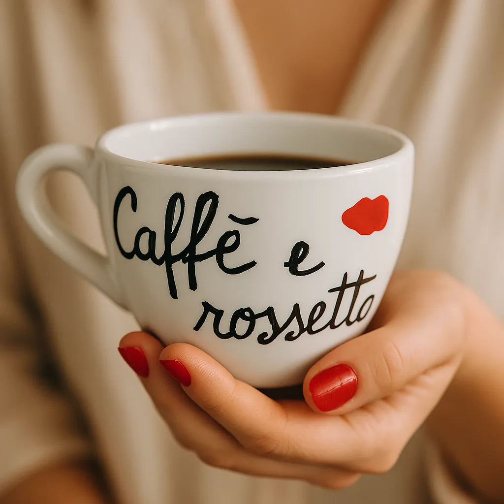 Tazzina "Caffè e Rossetto" – Sorsi di stile con un bacio pop - Mamma' Art