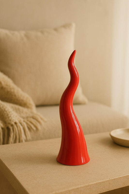 Corno Rosso in Ceramica 20Cm – La Scaramanzia con Stile!