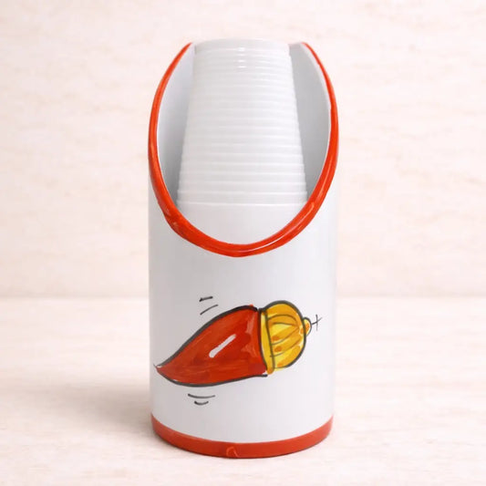 Porta Bicchieri in Ceramica di Vietri - "O' Brindisi" - Cornetto Reale