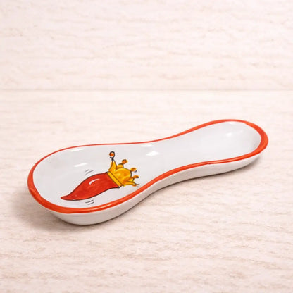 Poggiamestolo in Ceramica di Vietri - "Mani in Pasta" - Cornetto Rosso e Oro