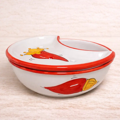 Porta Mozzarella in Ceramica di Vietri - "A Regina d'a Tavola" - Cornetto Portafortuna