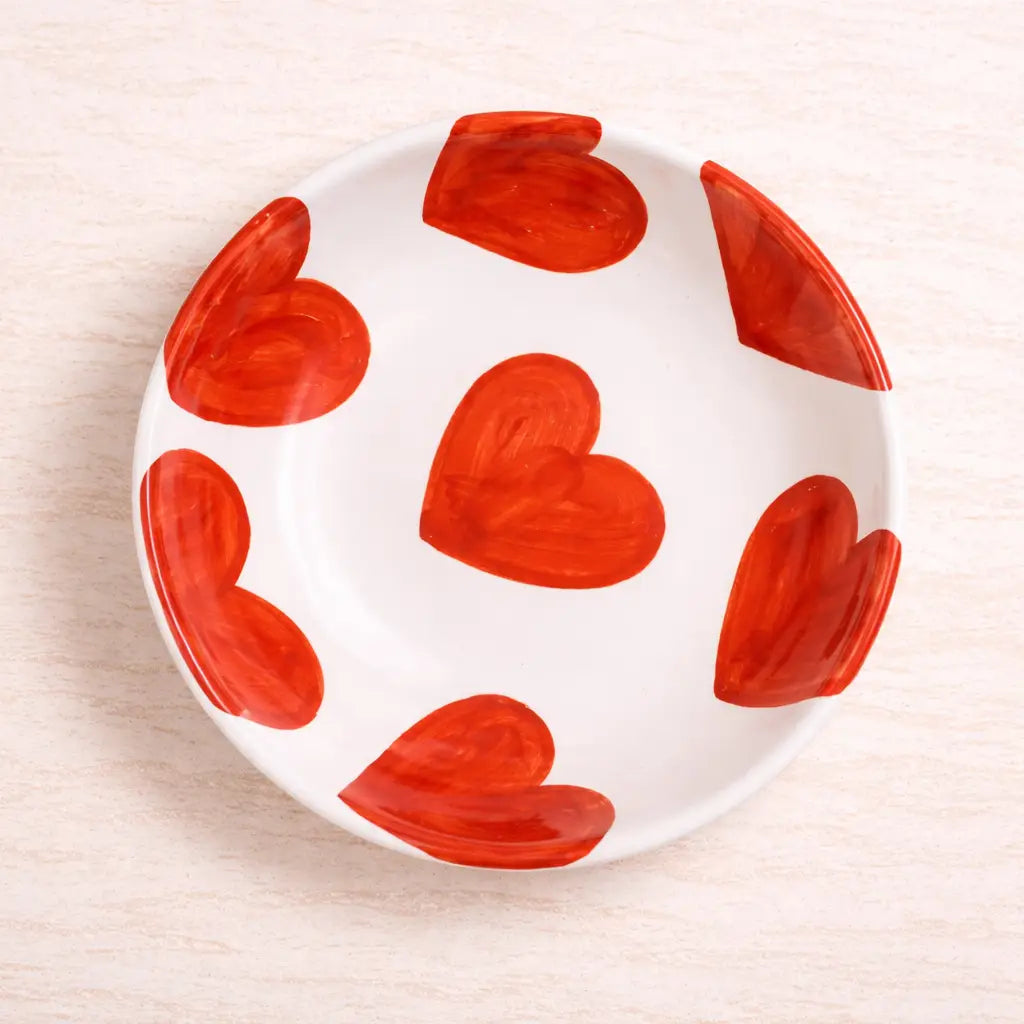 Ciotola con Cuori Grandi Spennellati a Mano - Un Amore Vietrese