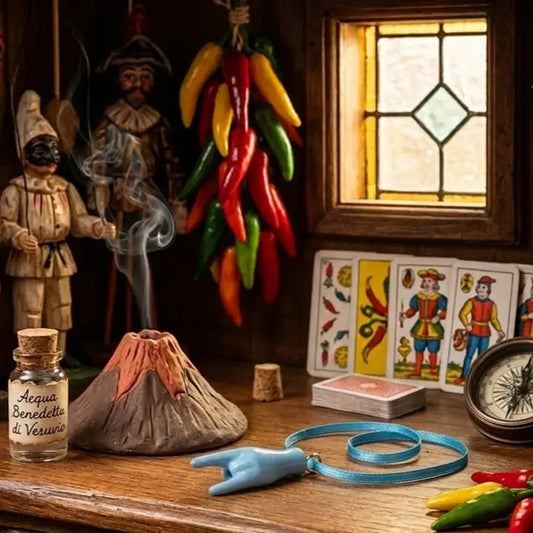 Mano a Corna Portafortuna in Ceramica di Vietri con Nastrino - Scaramanzia Azzurra