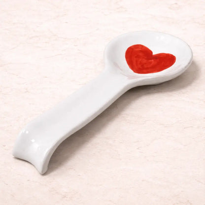 Poggia Mestolo con Cuore Rosso in Ceramica di Vietri - Il Porta Cucchiarella Mamma Art