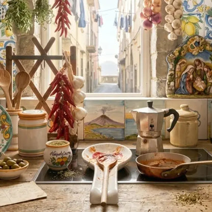 Poggia Mestolo con Cuore Rosso in Ceramica di Vietri - Il Porta Cucchiarella Mamma Art