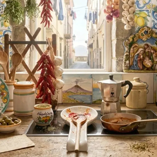 Poggia Mestolo con Cuore Rosso in Ceramica di Vietri - Il Porta Cucchiarella Mamma Art