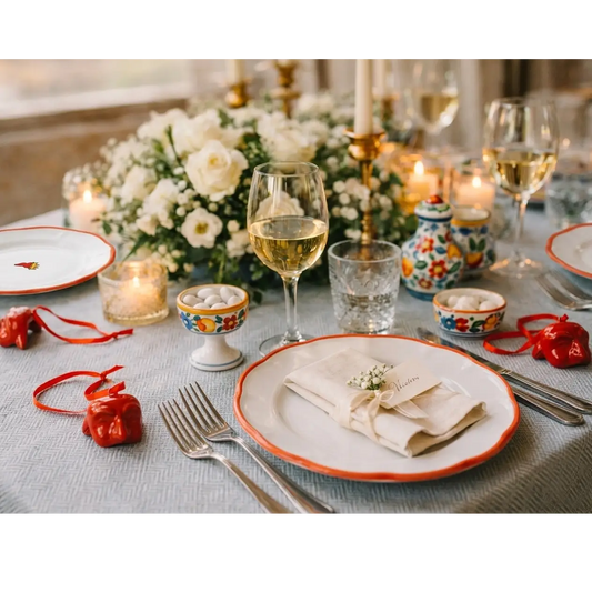 Maschera Pulcinella Stilizzata Rossa con Cordicella - Il Cuore di Napoli di Mamma Art