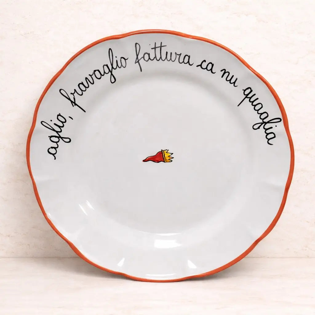 Piatto Piano "Aglio Fravaglio" in Ceramica di Vietri – La Protezione a Tavola!