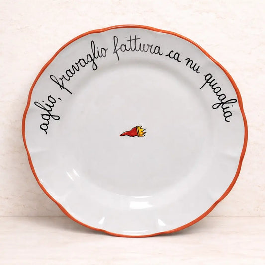 Piatto Piano "Aglio Fravaglio" in Ceramica di Vietri – La Protezione a Tavola!
