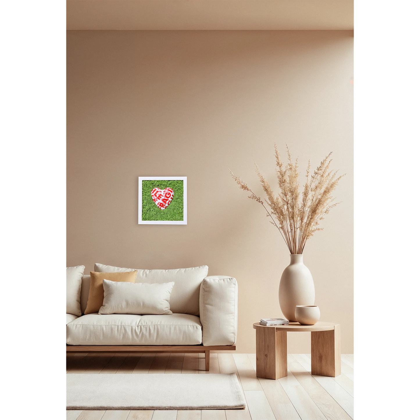 FRAGILE, MA NUN M SPEZZ' – Quadro con Cuore e Muschio Naturale - Mamma' Art