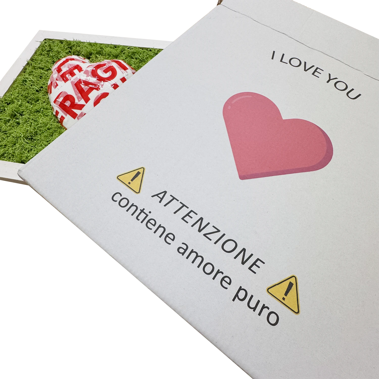 FRAGILE, MA NUN M SPEZZ' – Quadro con Cuore e Muschio Naturale - Mamma' Art