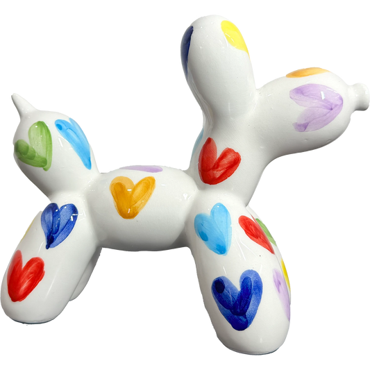 Cane Palloncino in Ceramica Multicolor Cuoricini – Il Tuo Amico Pop che Non Perde Pelo! - Mamma' Art