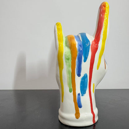 Tien e "Corna" Grandi Arcobaleno Colato in Ceramica - Mamma' Art