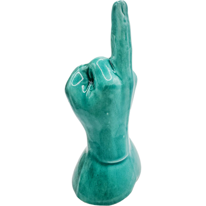 Dito Medio Verde con Base Tonda – L’Arte dell’Irriverenza in Ceramica Pop - Mamma' Art