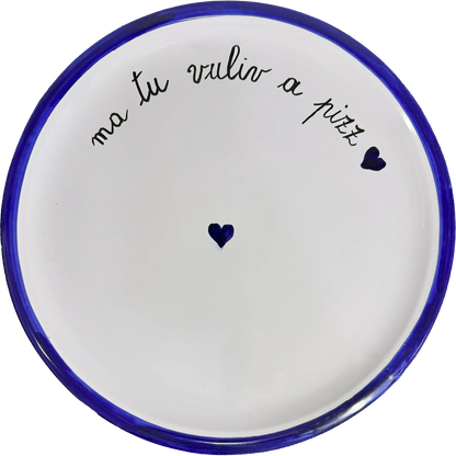 Piatto Pizza Blu "Ma Tu Vuliv A Pizz?" – La Domanda che Conta! - Mamma' Art