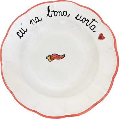 Piatto Fondo – "CÙ 'NA BONA CIORTA" - Mamma' Art