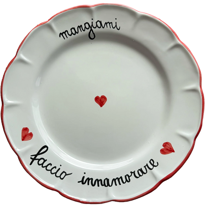 Piatto Piano “Mangiami, Faccio Innamorare” – Ceramica Pop d’Amore Made in Vietri - Mamma' Art