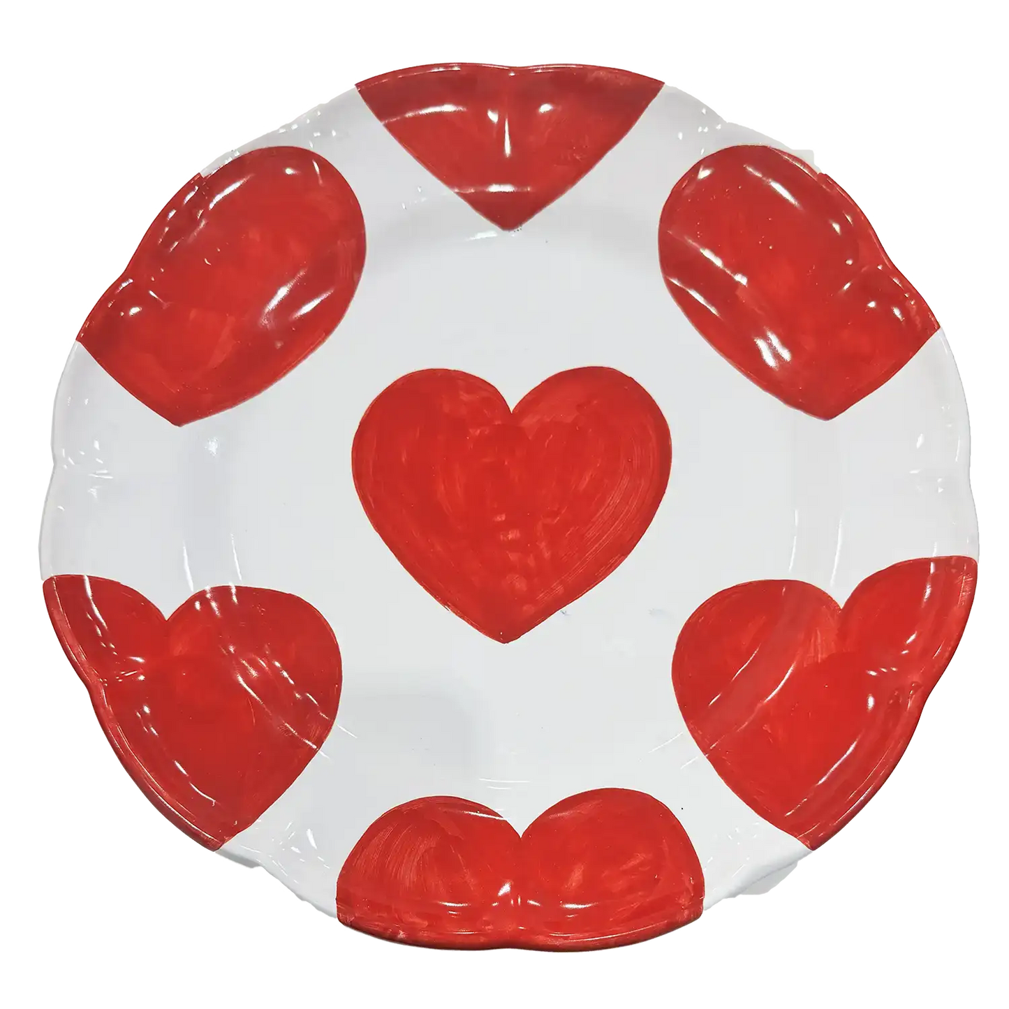 Piatto Piano Bianco con Cuori Rossi - L'ammor a Tavola