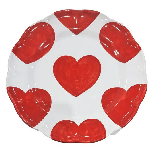 Piatto Piano Bianco con Cuori Rossi - L'ammor a Tavola