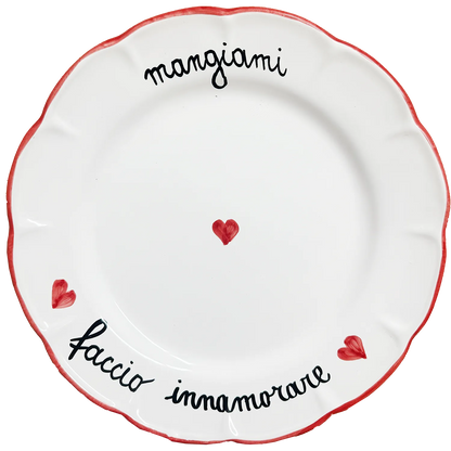 Piatto Piano “Mangiami, Faccio Innamorare” – Ceramica Pop d’Amore Made in Vietri - Mamma' Art