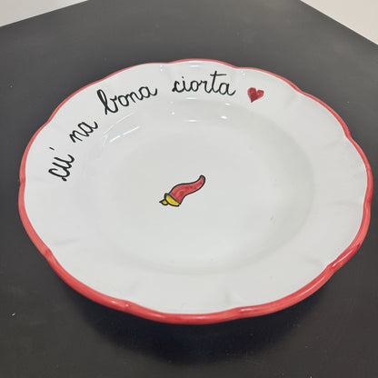 Piatto Fondo – "CÙ 'NA BONA CIORTA" - Mamma' Art