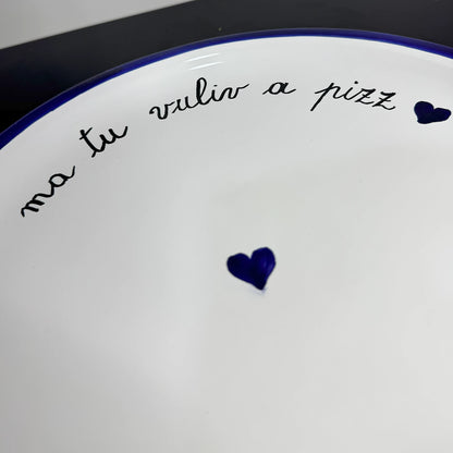 Piatto Pizza Blu "Ma Tu Vuliv A Pizz?" – La Domanda che Conta! - Mamma' Art