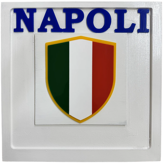 Quadro Napoli con Scudetto Tricolore – Omaggio Artigianale allo Scudetto - Mamma' Art