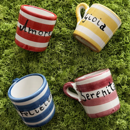 Set 4 Tazzine Caffè – Amore, Gioia, Felicità e Serenità in Ceramica vietrese - Mamma' Art