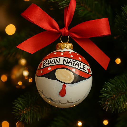 Palla di Natale “Buon Natale” – Babbo Natale Pop in Ceramica