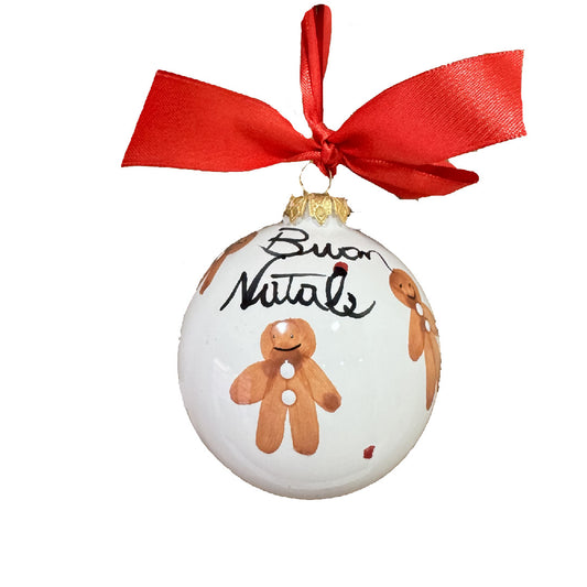 Palla di Natale “Buon Natale” – Omini di Pan di Zenzero Pop Art in Ceramica