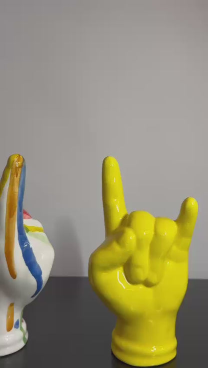 Tien e "Corna" Gialle Grandi in Ceramica
